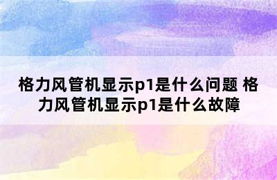 格力风管机显示p1是什么问题 格力风管机显示p1是什么故障